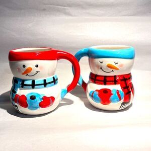 (2) Bay Island Handpainted Snowman Mug